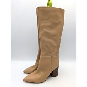 Nine West Peachey Knee High Heel Boots Womens Natural Leather Size US8.5M EU39.5
